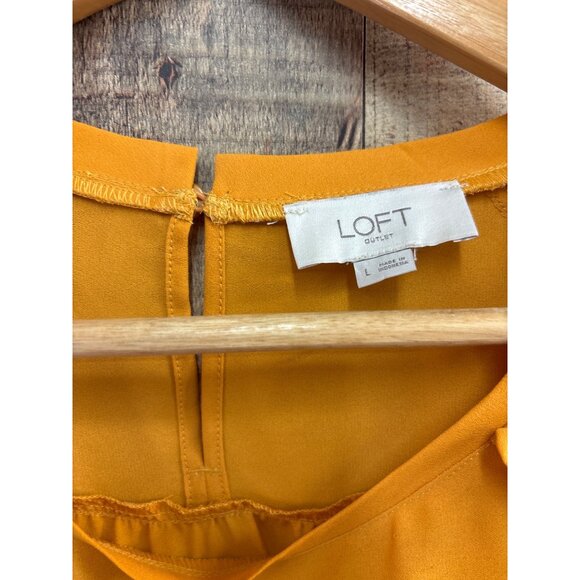 Loft Outlet Womens Mustard Ruffle Sleeve Blouse Size L - Picture 4 of 7